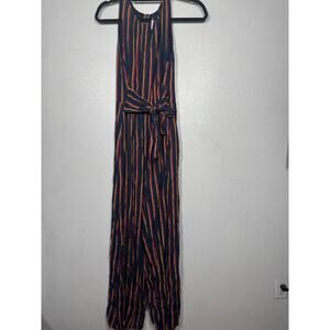 Plenty by Tracy Reese Jumpsuit Navy Blue Yellow Red Sz M Stripe